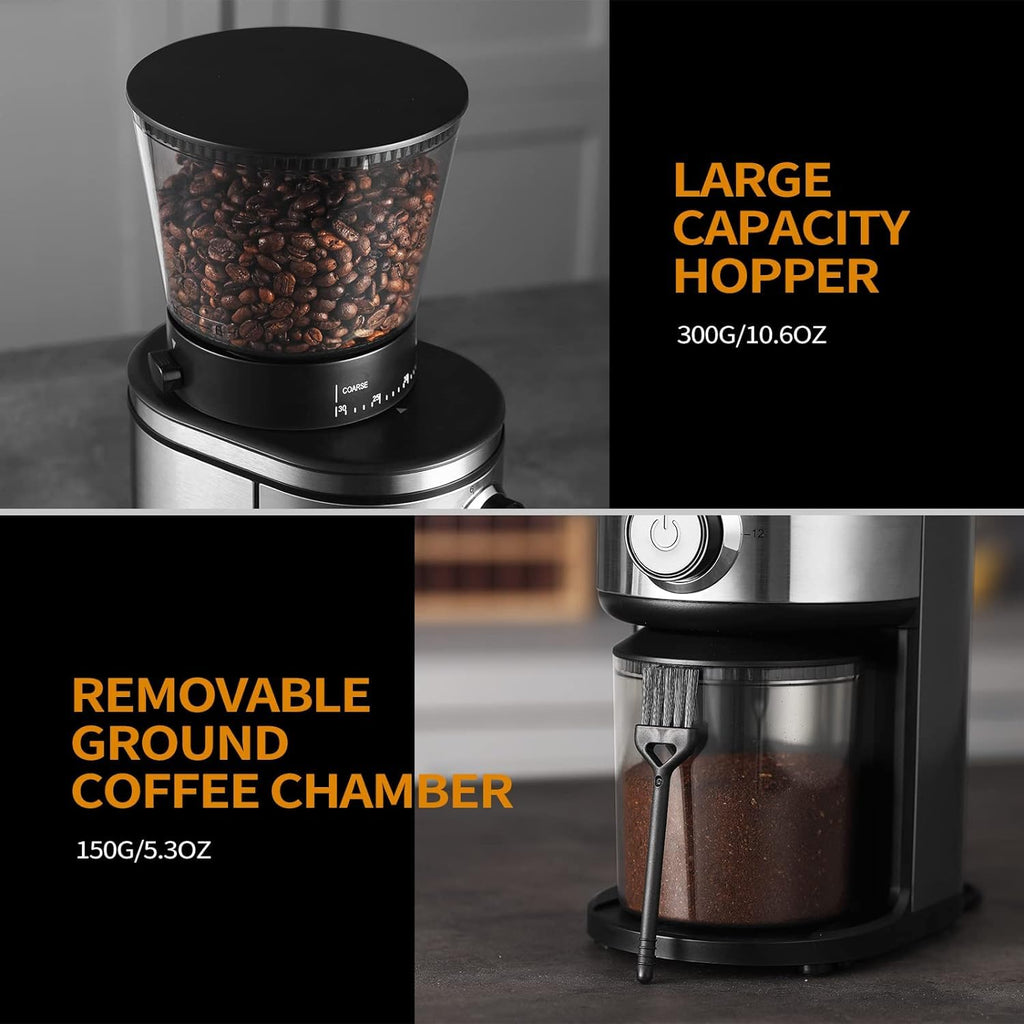 OLLYGRIN Burr Coffee Grinder - Electric Grinding with 30 Settings