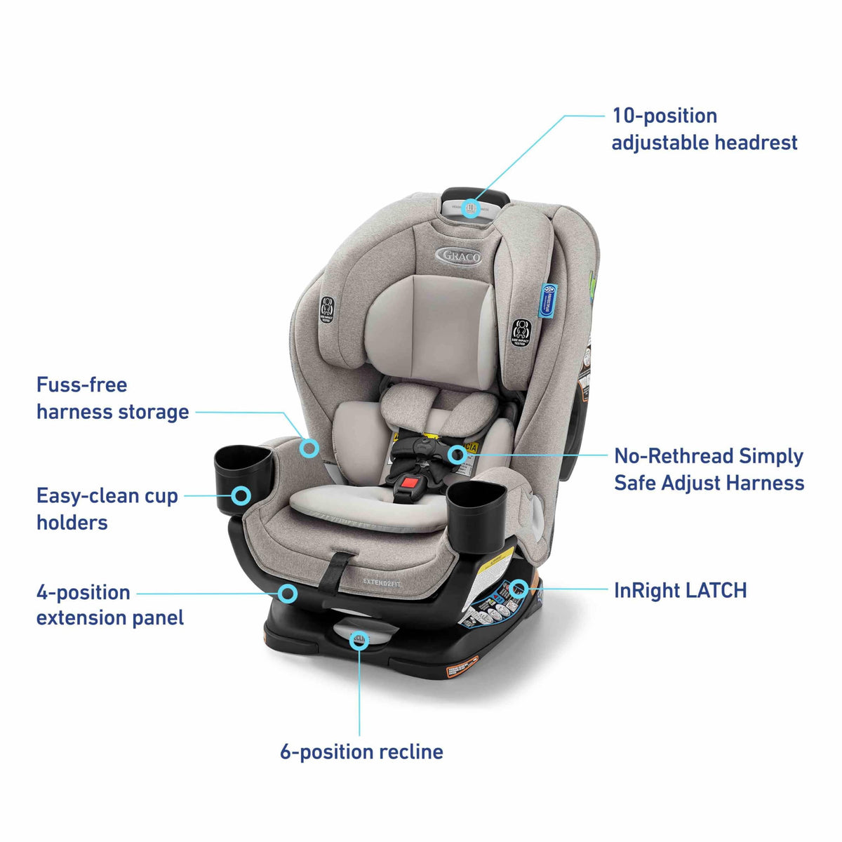 GRACO Extend2Fit Convertible Baby Car Seat - 3-in-1 Rear & Forward Facing