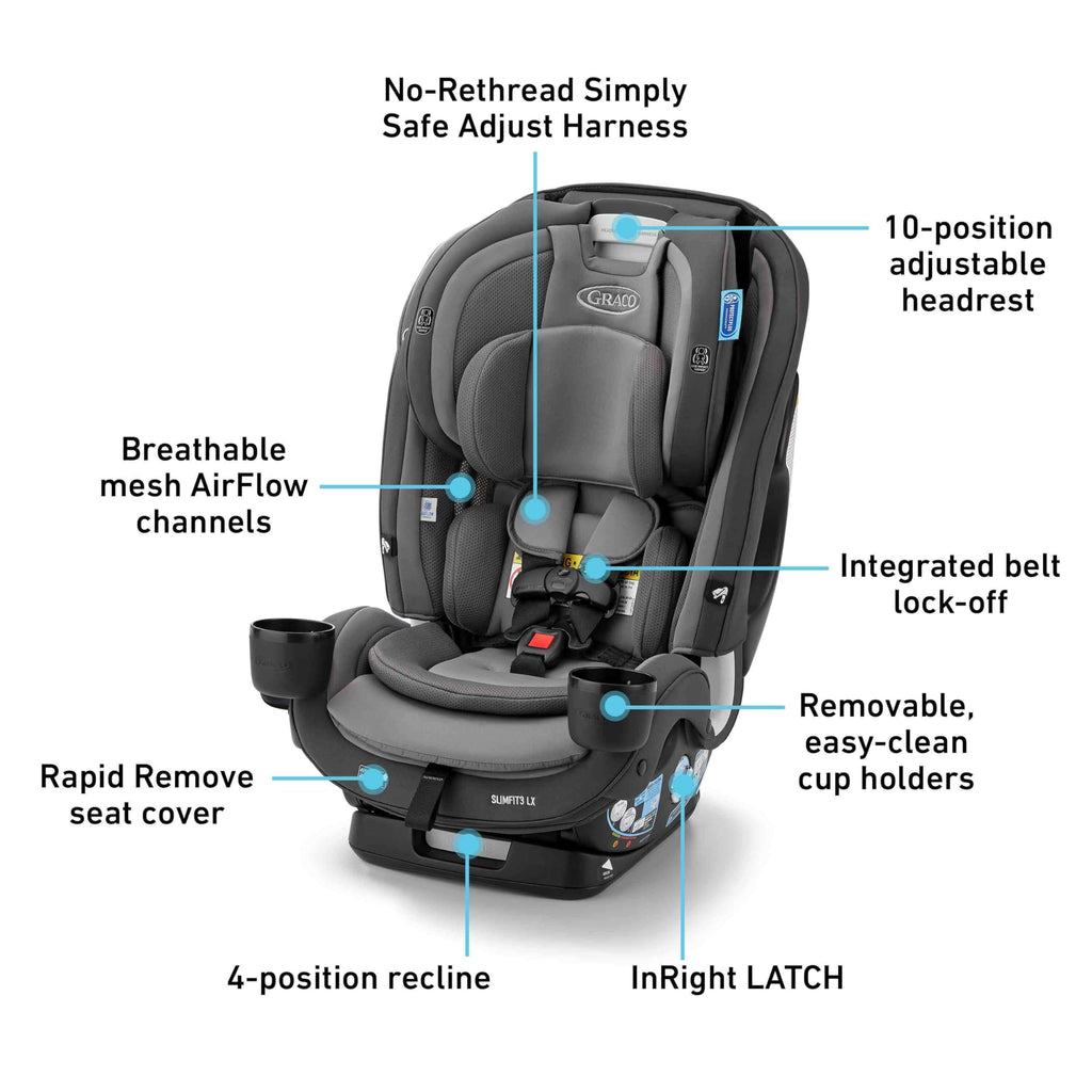 GRACO SlimFit3 LX 3-in-1 Slim Car Seat Booster Kunningham