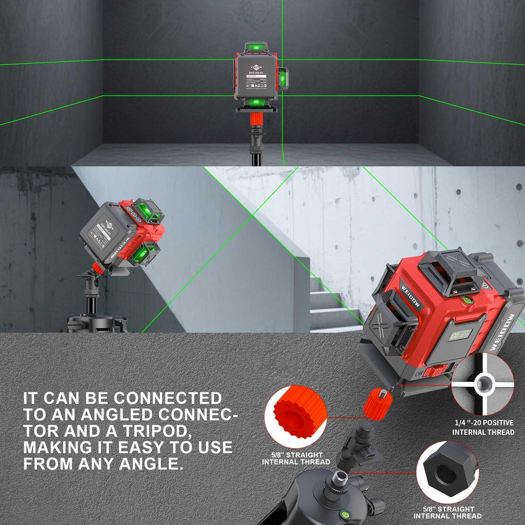 WEIDDW Laser Level with Tripod - Self Leveling 4x360° Green