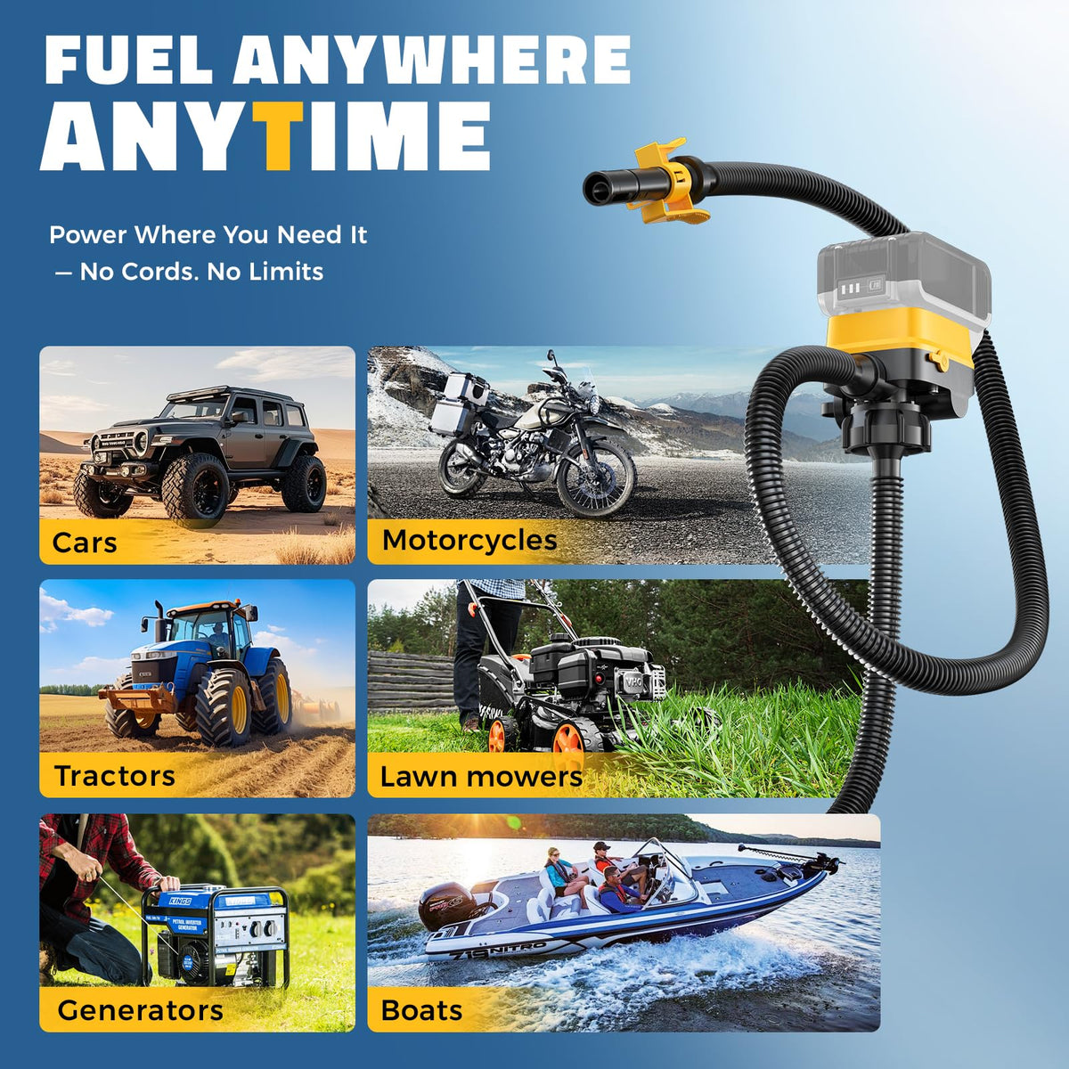 DIYTOOLIFZ Cordless Fuel Transfer Pump with Auto-Stop, 3.2 GPM
