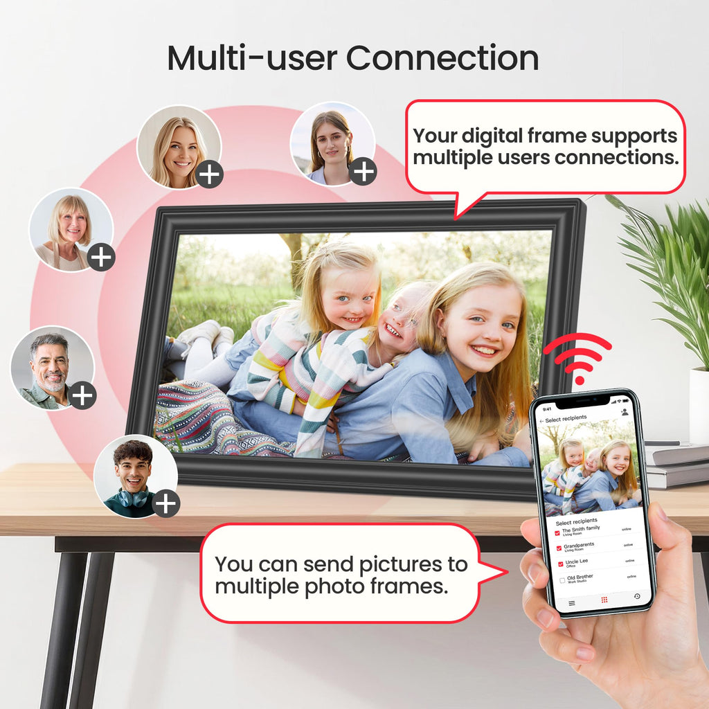 BIGASUO 64GB Frameo 15.6" WiFi Digital Photo Frame