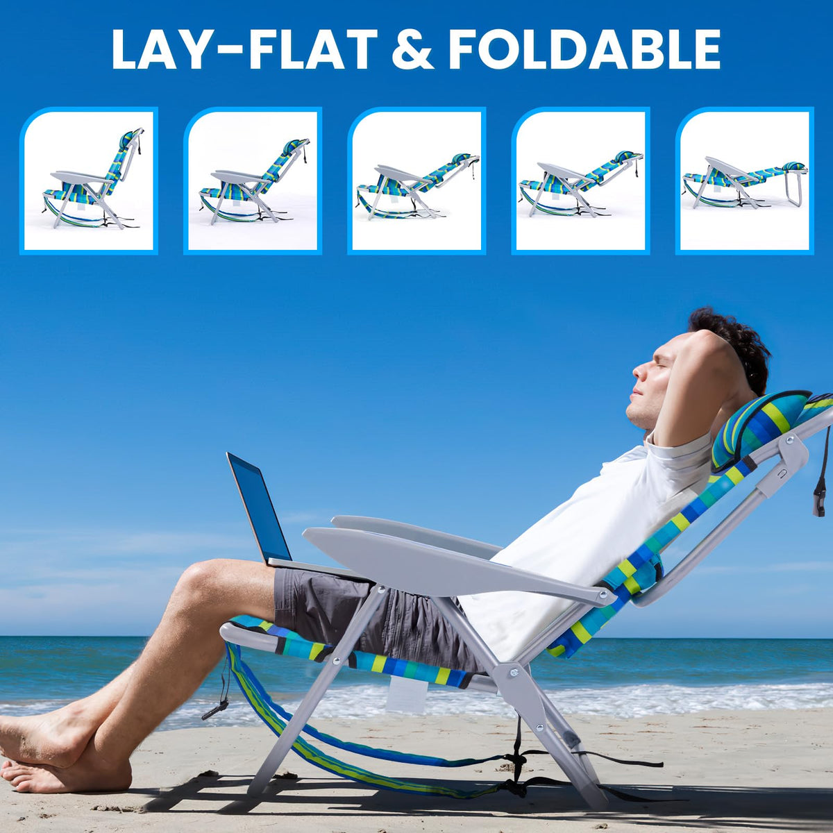 CANPSKY Portable Camping Beach Chairs - 2 Pack, Lightweight
