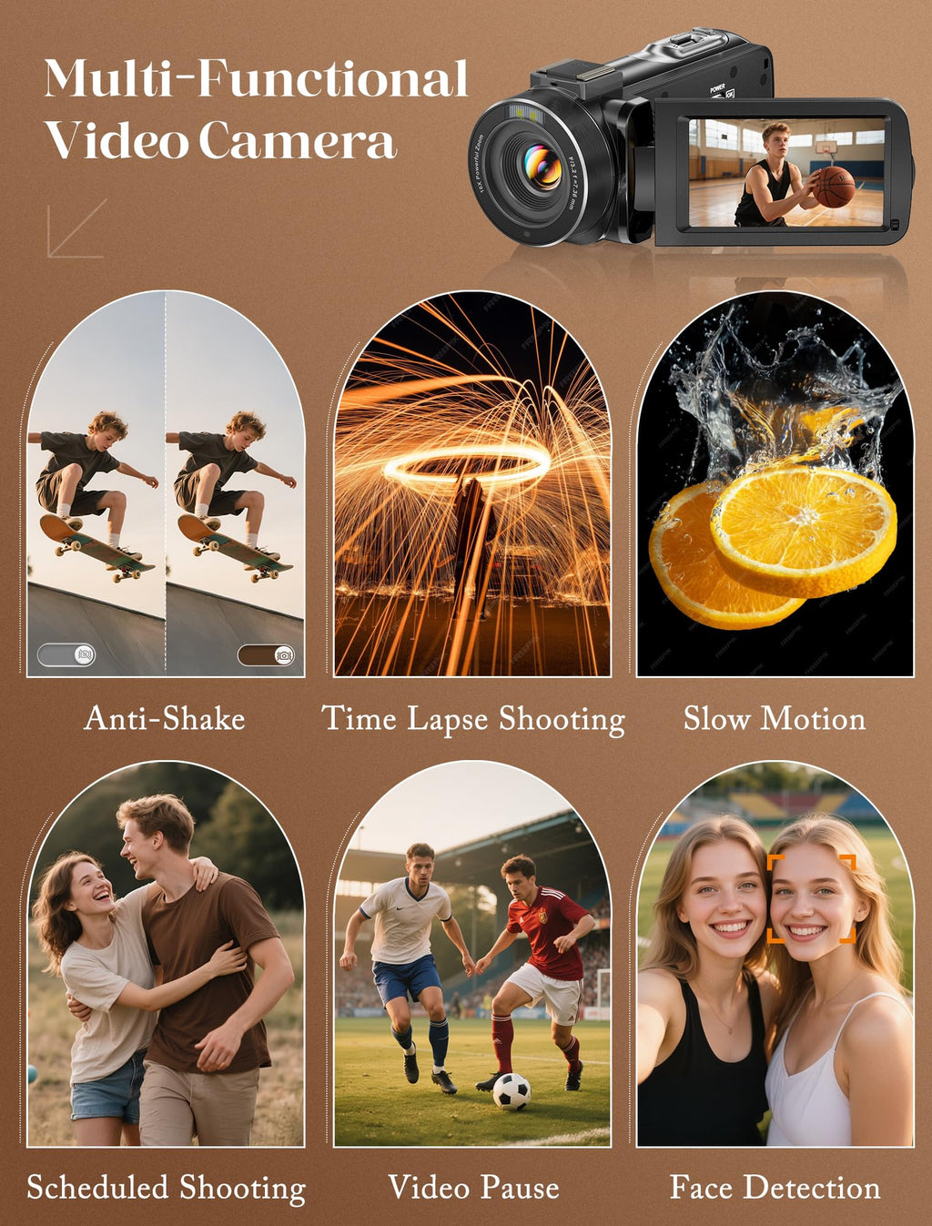 ZYDIIE 4K UHD Video Camera Camcorder with 18x Zoom