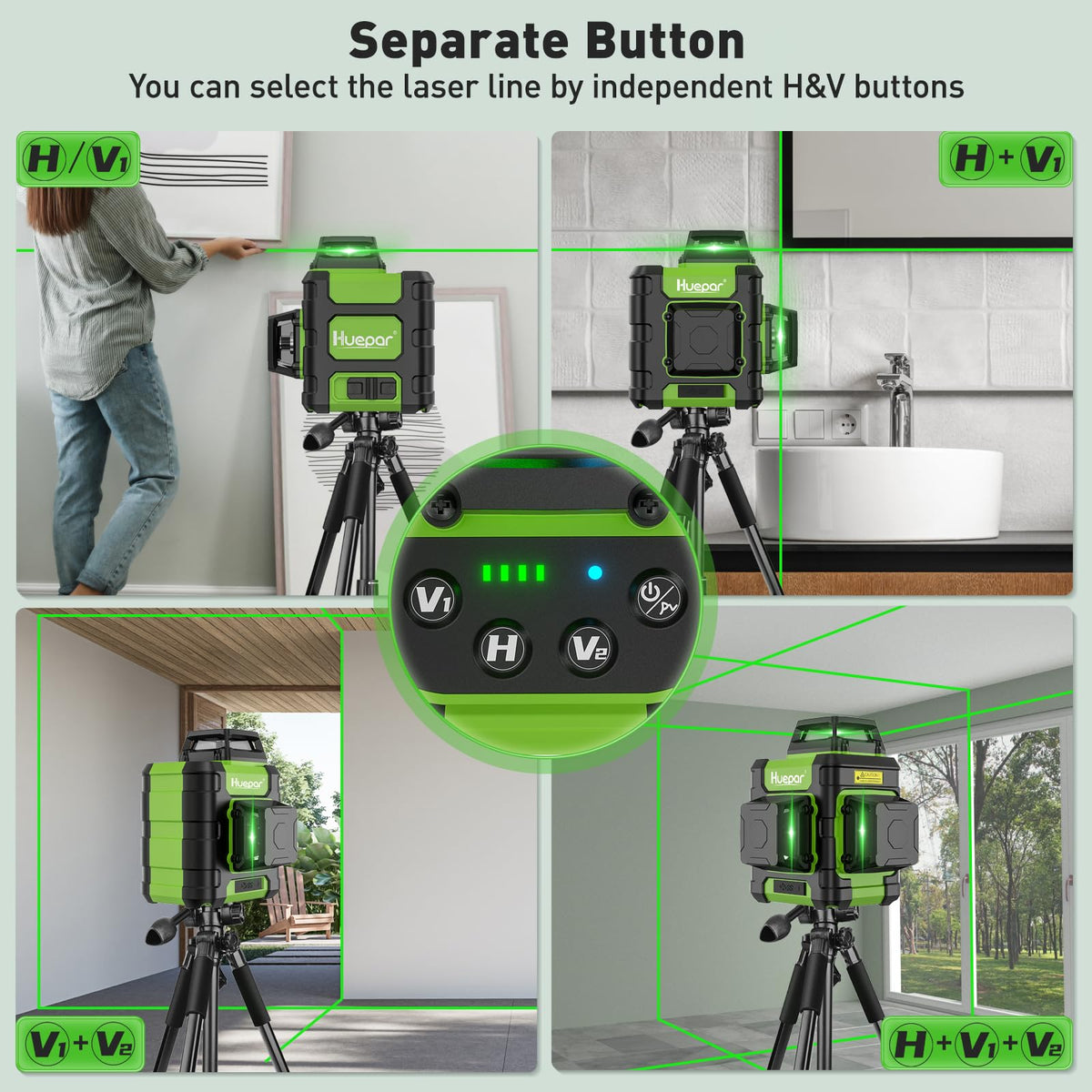 HUEPAR Laser Level 360 - Rechargeable Green 3x360° Tool