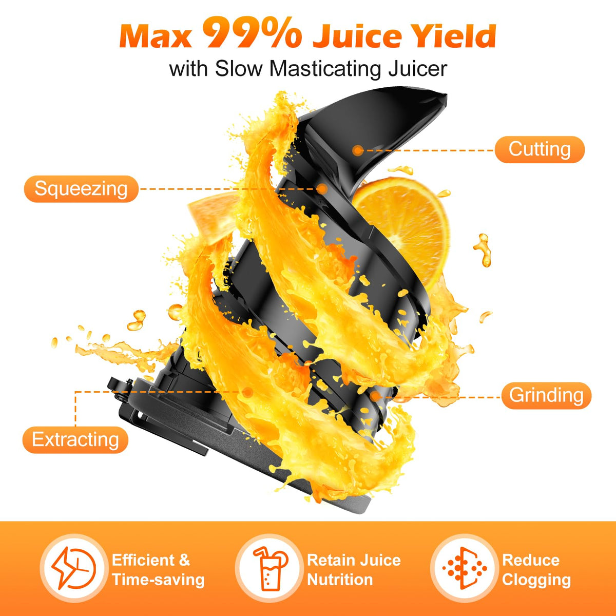 YPONE Juicer Machines - Cold Press 400W Masticating Juicer