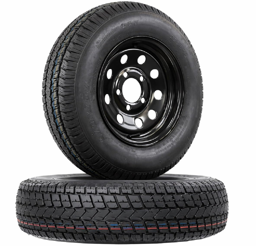 ECUSTOMRIM 2-Pack ST175/80D13 Trailer Tire Rims - Black Wheels
