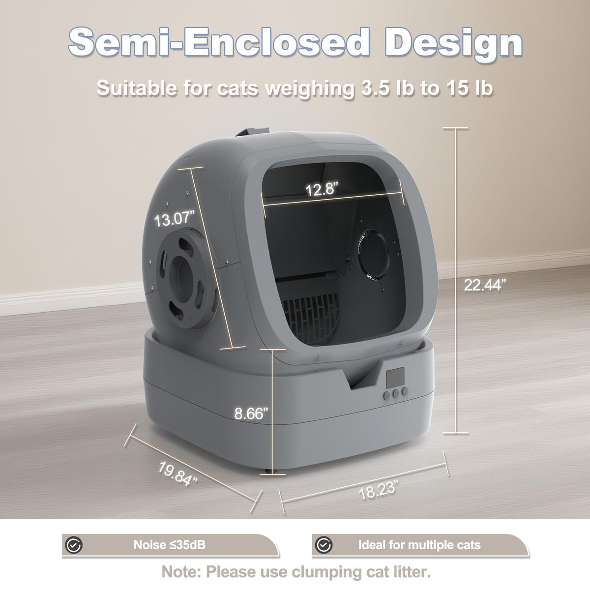 UPFAS Automatic Cat Litter Box - Self Cleaning & APP Control