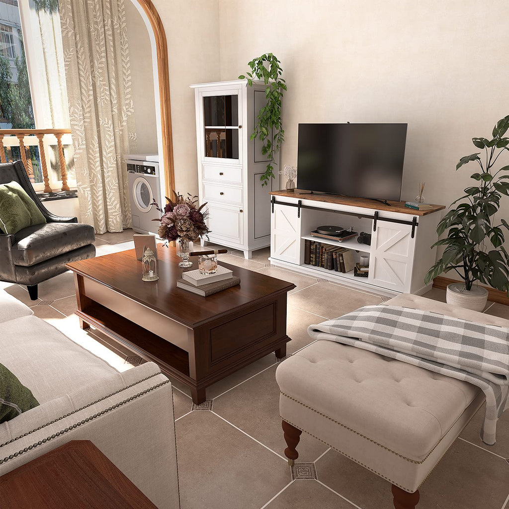 JUMMICO TV Stand for 65 Inch TV with Storage Cabinets