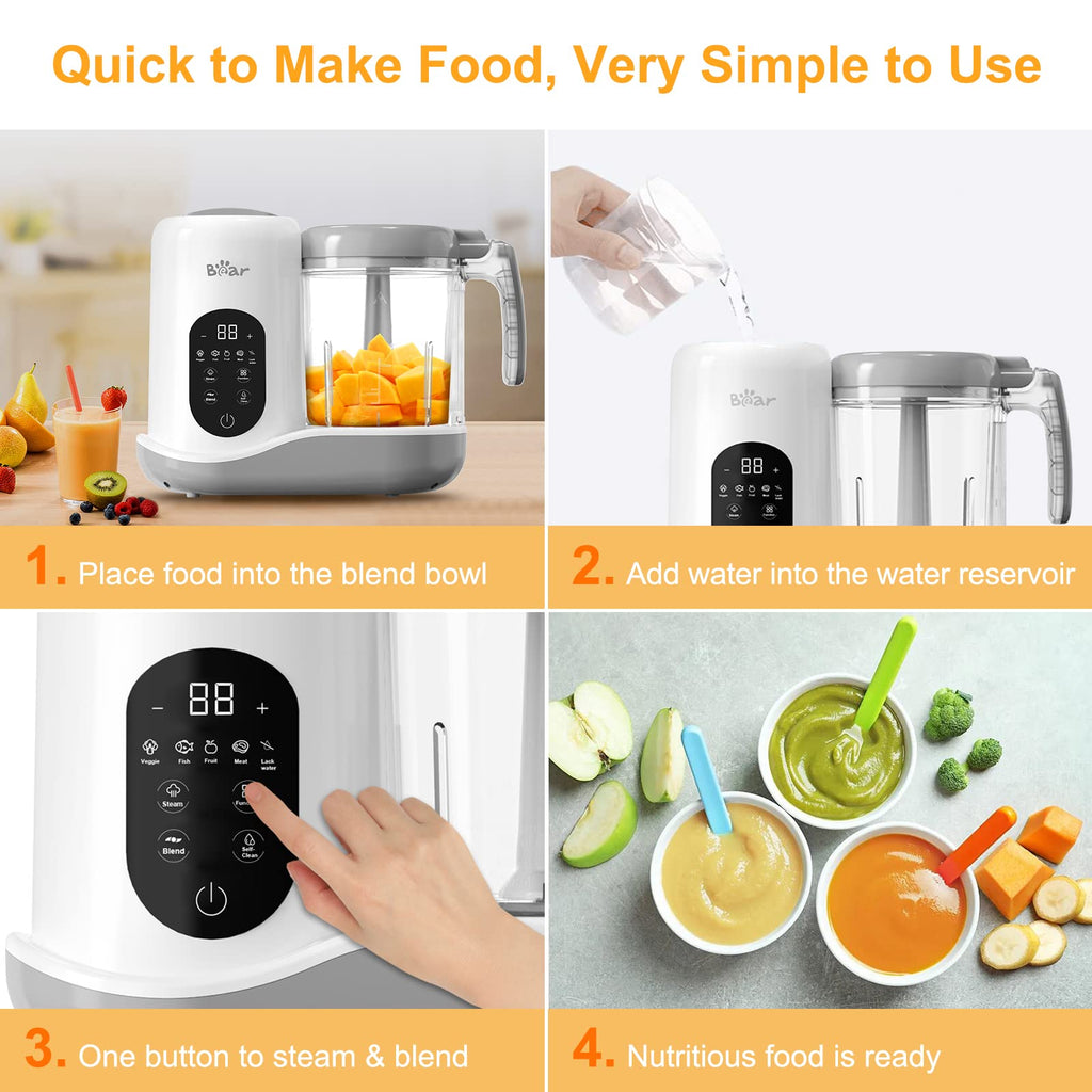 BAR BEAR 2024 Baby Food Maker | One-Step Steamer & Blender
