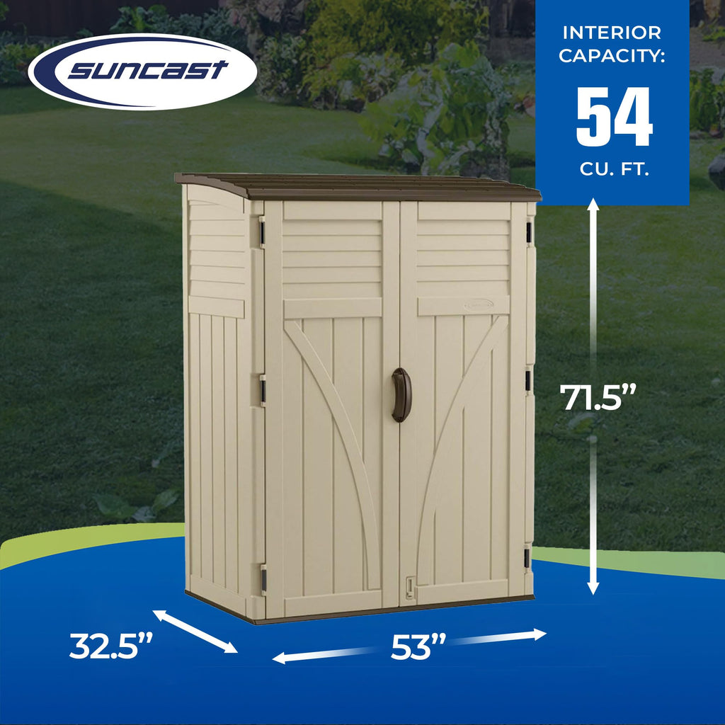 SUNCAST Resin Outdoor Storage Shed for Garden Tools & Cushions