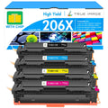 TRUE IMAGE 206X High Yield Toner Cartridges 4 Pack for HP