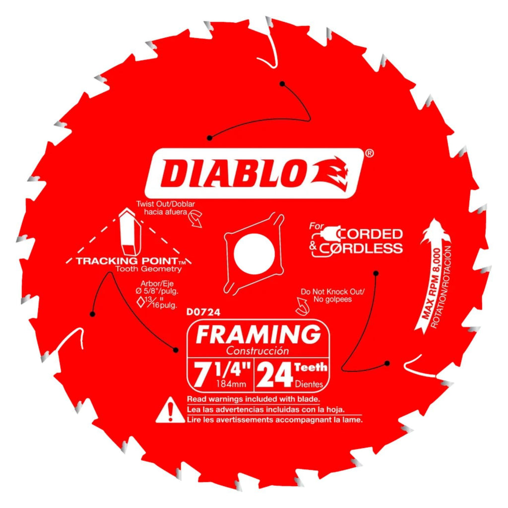 DIABLO Framing Saw Blade - 7-1/4" 24-Tooth Thin Kerf